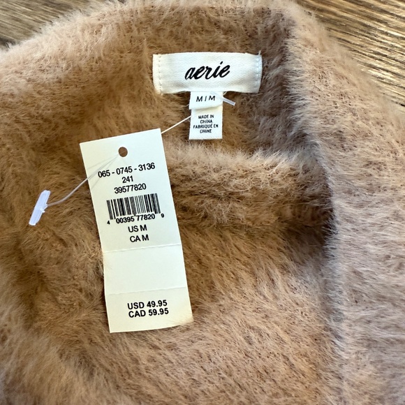 Aerie Fuzzy 4 Ever Reversible Twist Cropped Sweater in Cappuccino. Medium. NWT - Picture 7 of 13